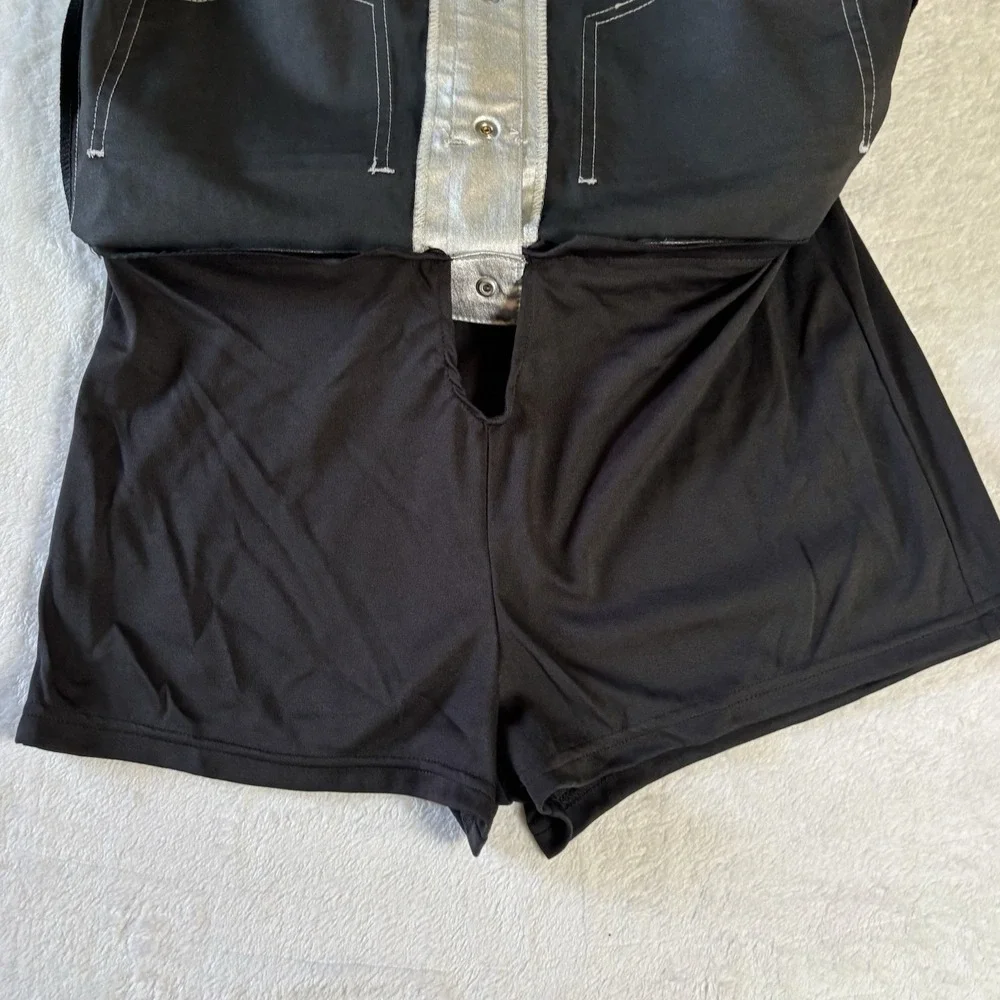 Justice Girls Silver Button Front Skort  Size XL Plus 16P/18P  Elastic Waits